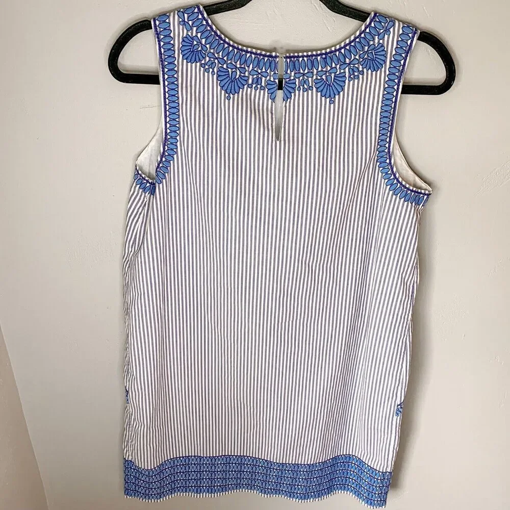 VINEYARD VINES Embroidered Striped Cisco Shift Dress In Ocean Reef Size 6‎